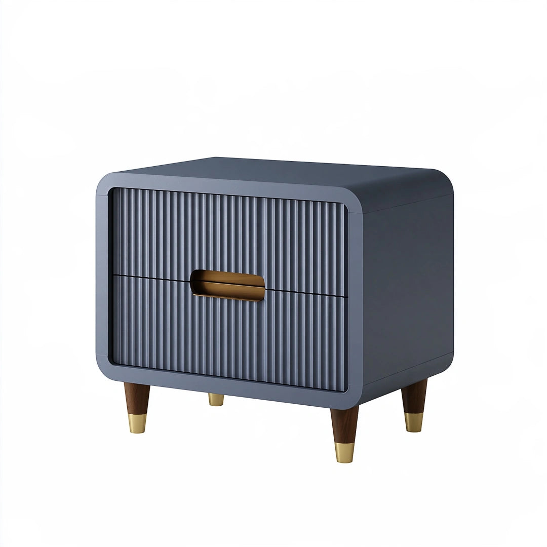 Nachttisch 55 x 40 x 55 cm Holzwerkstoff Dunkelgrau mit 2 Schubladen Retro-Stil