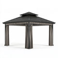 Gartenpavillon 300 x 300 cm aus Stahl in Anthrazit mit Vorhängen - moderner Sonnenschutz