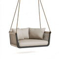 Hängesofa 130 x 75 x 70 cm Metall Textil Beige Anthrazit für Innenbereich modernes Schaukelmöbel