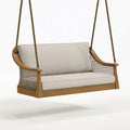 Hängesofa 150 x 75 x 65 cm aus Holz in Naturholz Beige mit Seilaufhängung im Boho-Stil