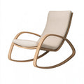 Schaukelstuhl 67 x 95 x 100 cm aus Holz und Stoff Beige mit gebogenen Armlehnen