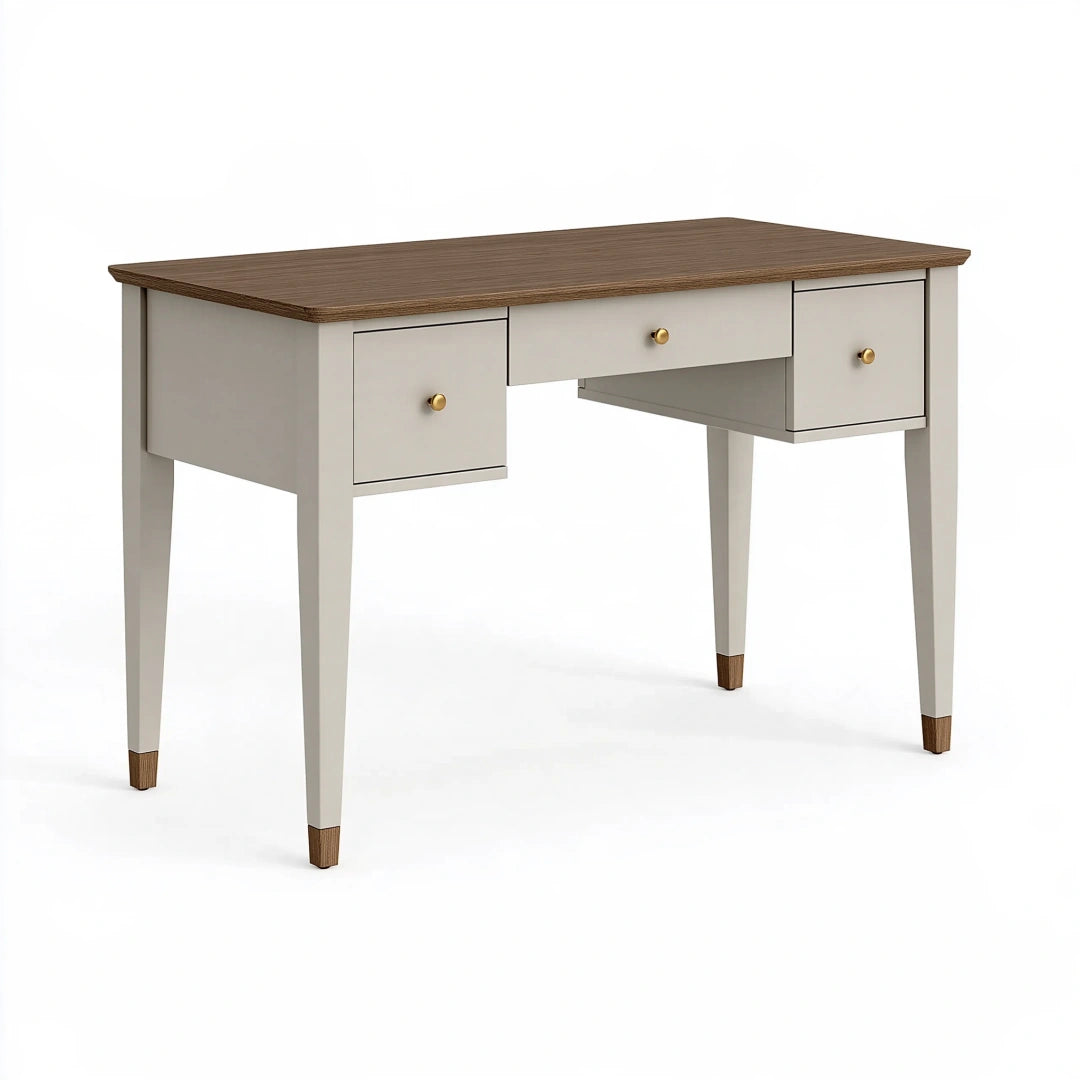 Schreibtisch 120 x 60 x 75 cm Holzwerkstoff Beige Braun mit 3 Schubladen im klassischen Stil