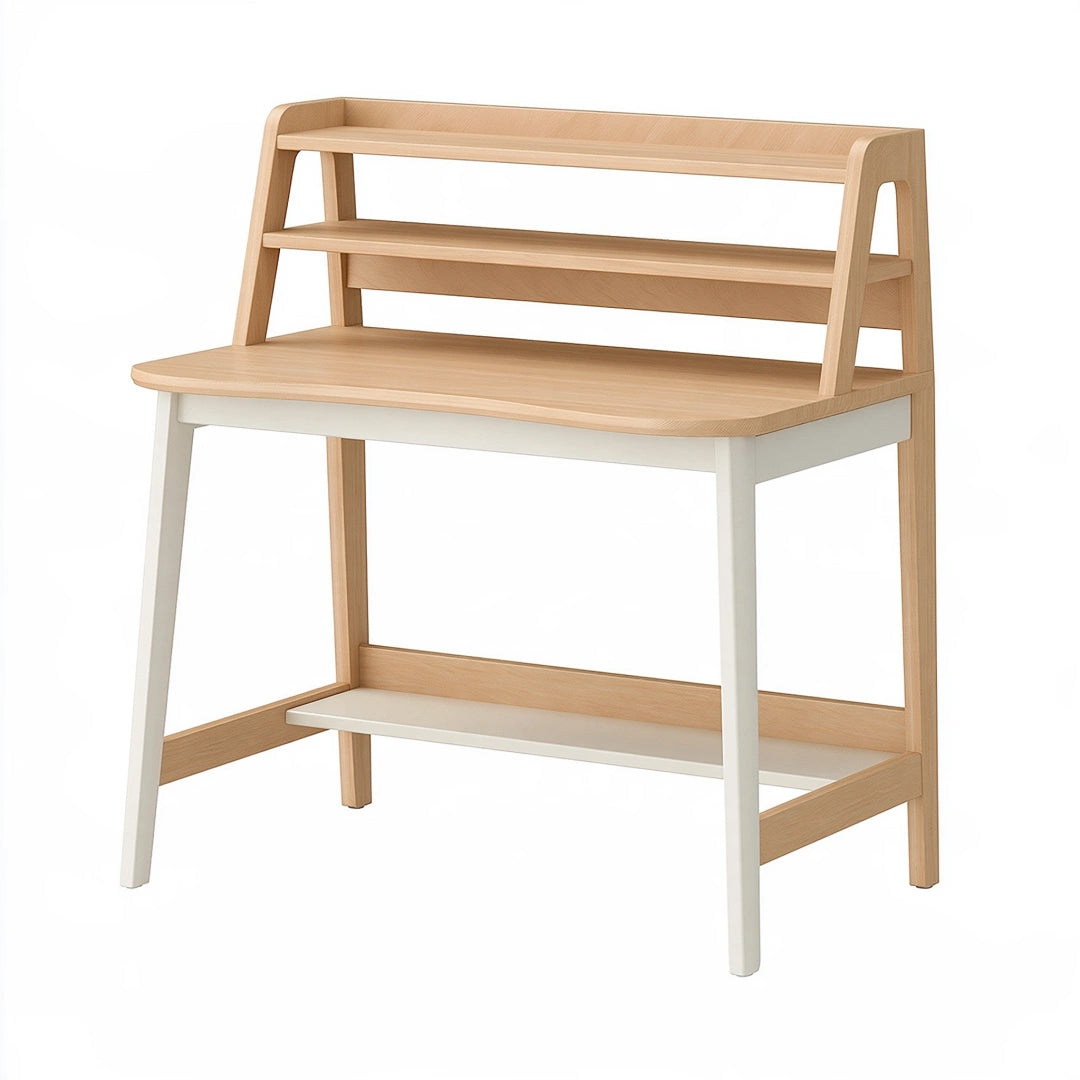 Kinderschreibtisch 90 x 50 x 105 cm Holz Naturweiß mit Regal skandinavisch