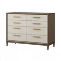 Kommode 120 x 45 x 95 cm Holzwerkstoff Braun Weiß mit Metallgriffen geriffeltes Design
