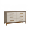 Kommode 120 x 45 x 85 cm Holzwerkstoff Beige Weiß mit 6 Schubladen